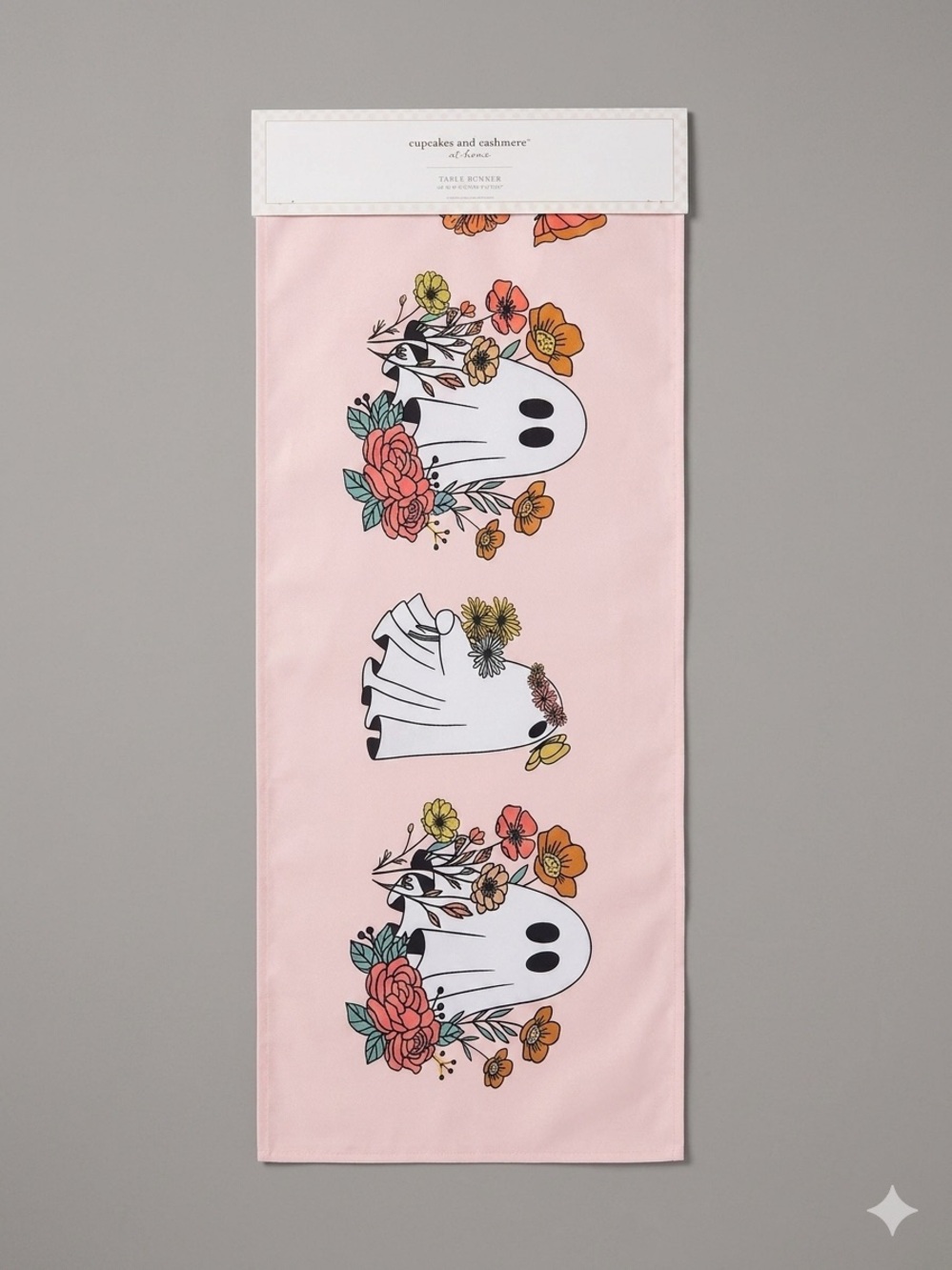 CUPCAKES AND CASHMERE Pink Floral Shimmer Ghost Table Runner NWTS